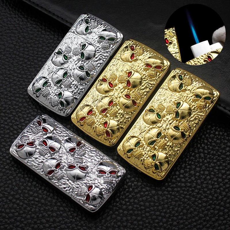 Creative Metal Red Green Eye Skull Windproof Lighter