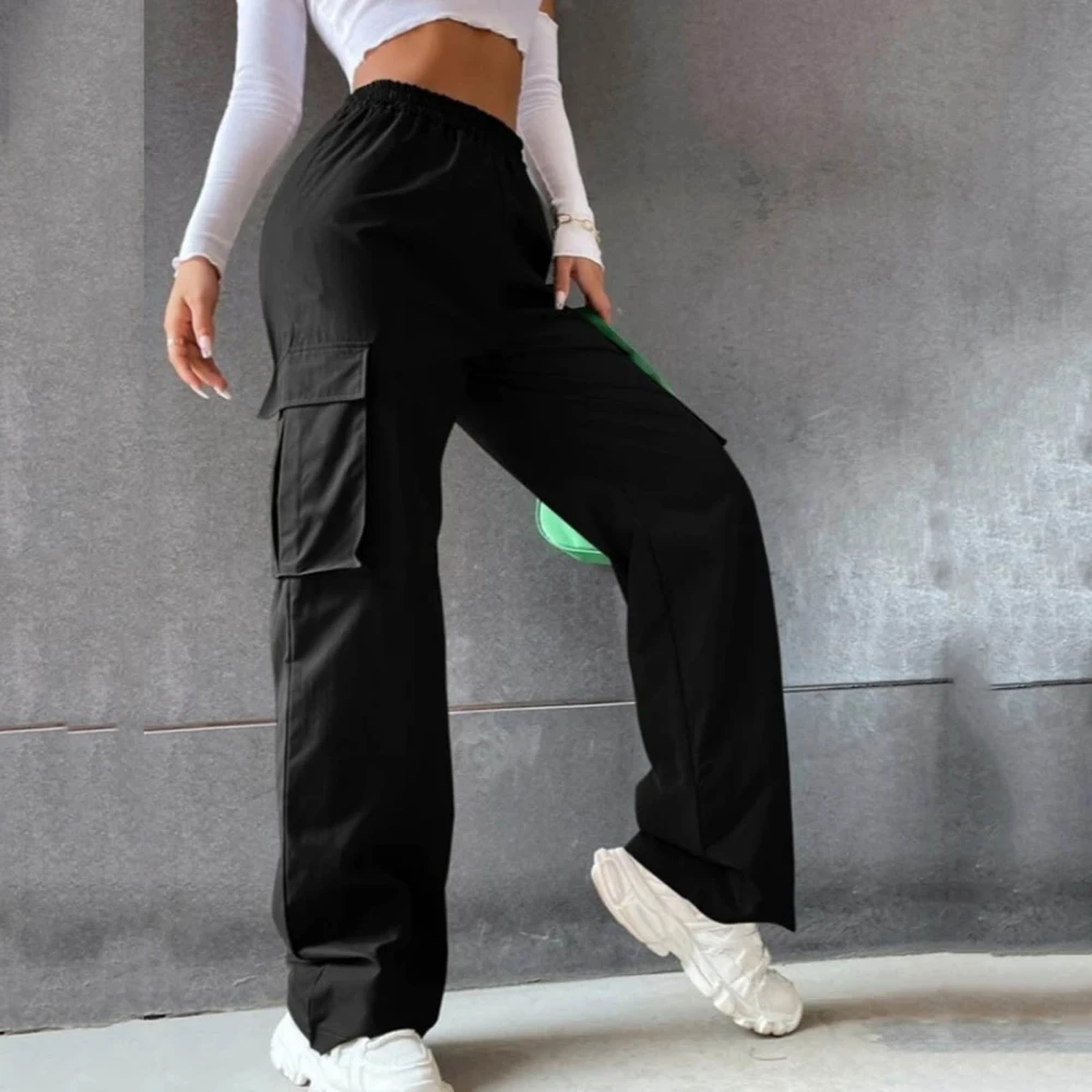 Beltless Trousers High Waist Wide Leg Straight