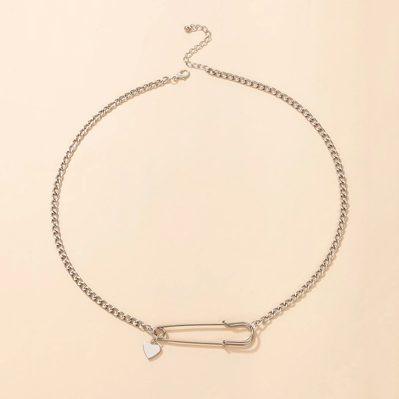 Simple Hip Hop Neckchain Pin Single Layer Collar Chain Love Pendant Geometric Necklace