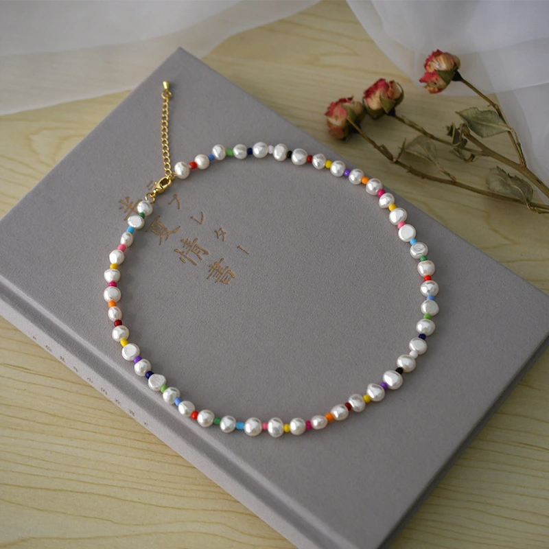 Freshwater Pearl Colorful Plastic Bead Necklace