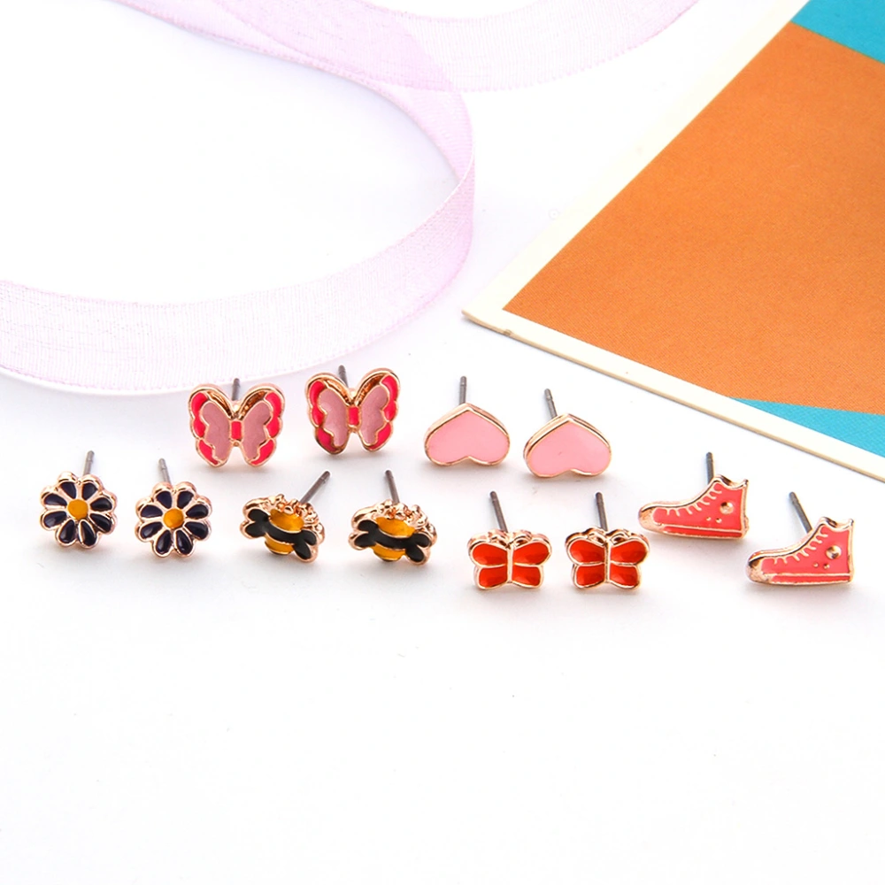 Personalized Oil Dripping Cartoon Animal Ear Stud Set