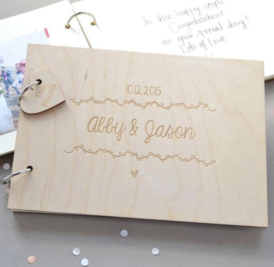 Wooden Wedding Guest Signature Booklet