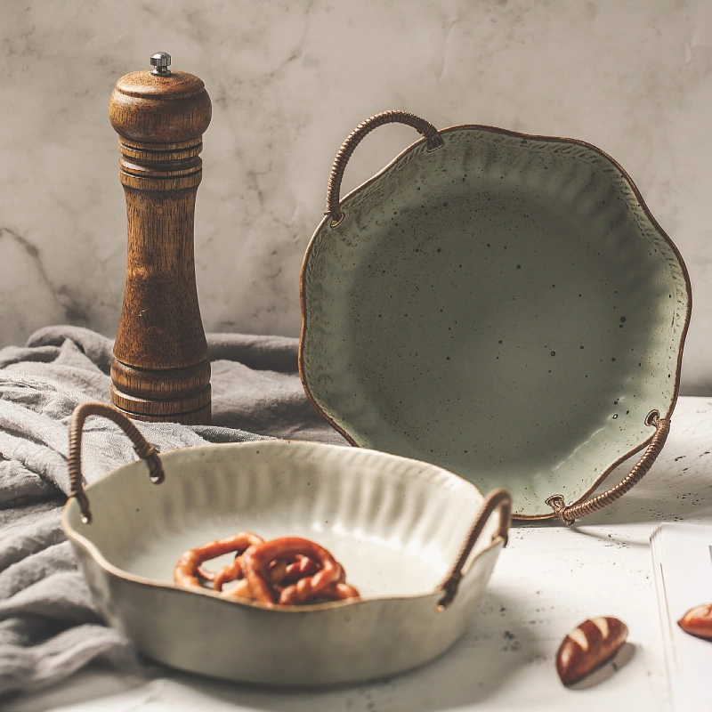 Vintage Rough Pottery Portable Fruit Plate