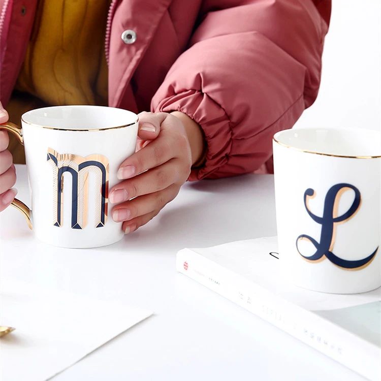 Norse Style Ceramic Mug With English Alphabet Cup