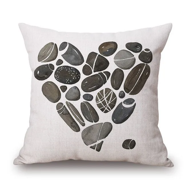 Feather Stone Artistic Linen Cotton Linen Printing Pillow Cover Cushion Cover