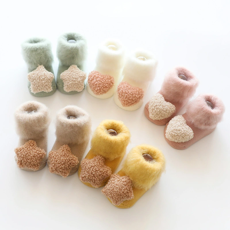 Fleece-lined Thickened Non-slip Three-dimensional Doll Babies' Socks Bristle Terry Room Socks