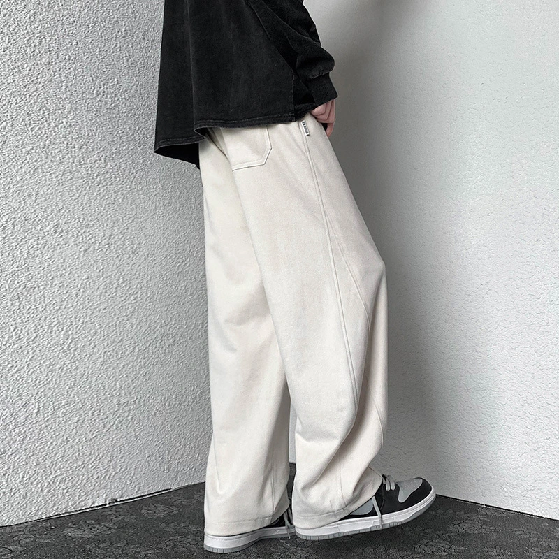 Suede American-style Heavy Pants Men's Autumn And Winter Straight Loose Large Size Wide-leg Pants Fashion Brand Ins High Street Casual