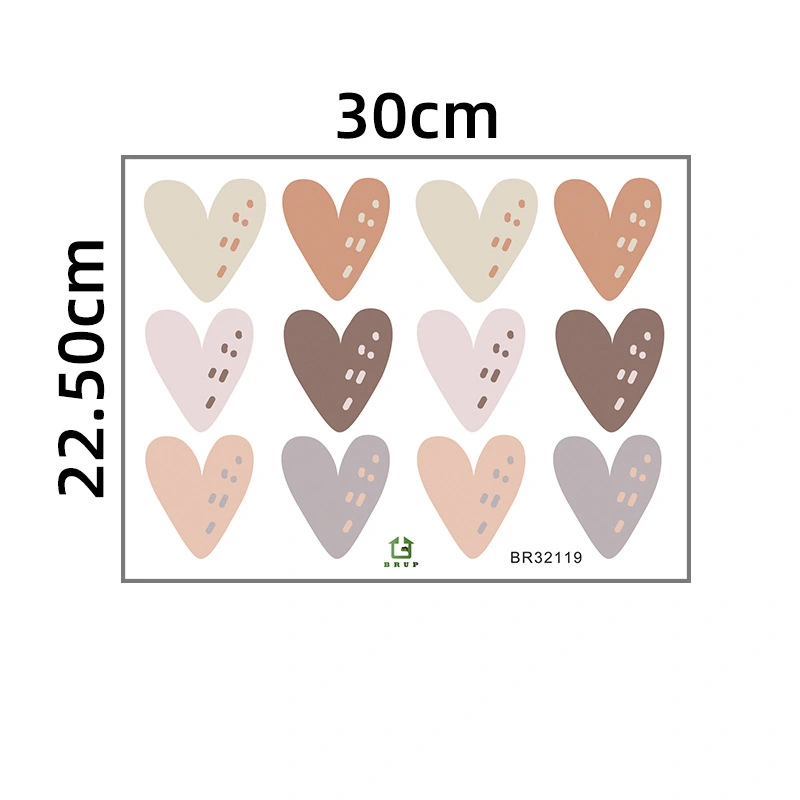 Love Heart Boho Self-adhesive Wall Stickers New Heart-shaped Decorative Stickers BR32118-BR32121