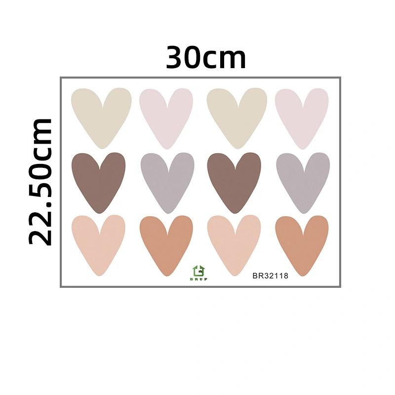 Love Heart Boho Self-adhesive Wall Stickers New Heart-shaped Decorative Stickers BR32118-BR32121
