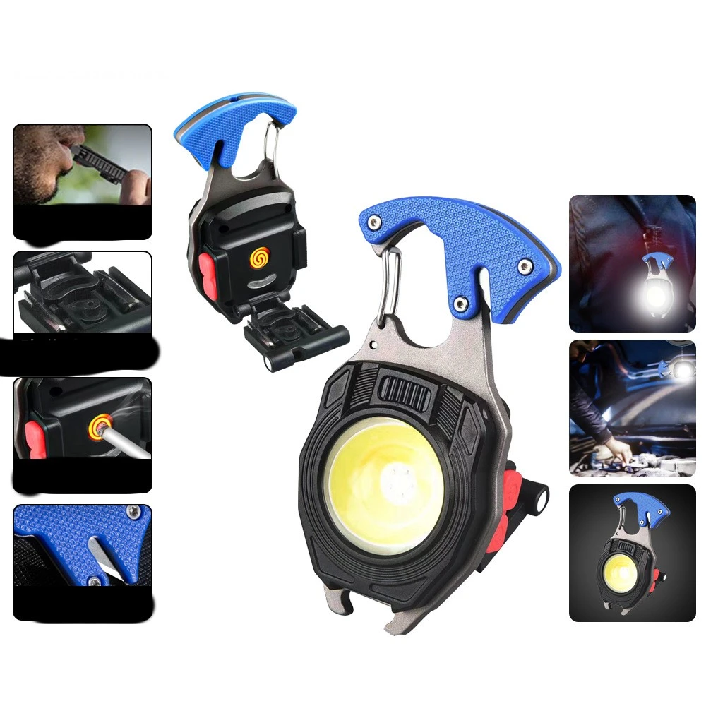 COB Lantern Mutifuction Portable Flashlight Pocket Work Light Outdorr Camping Fishing Climbing LED Light Bottle Opener Hook