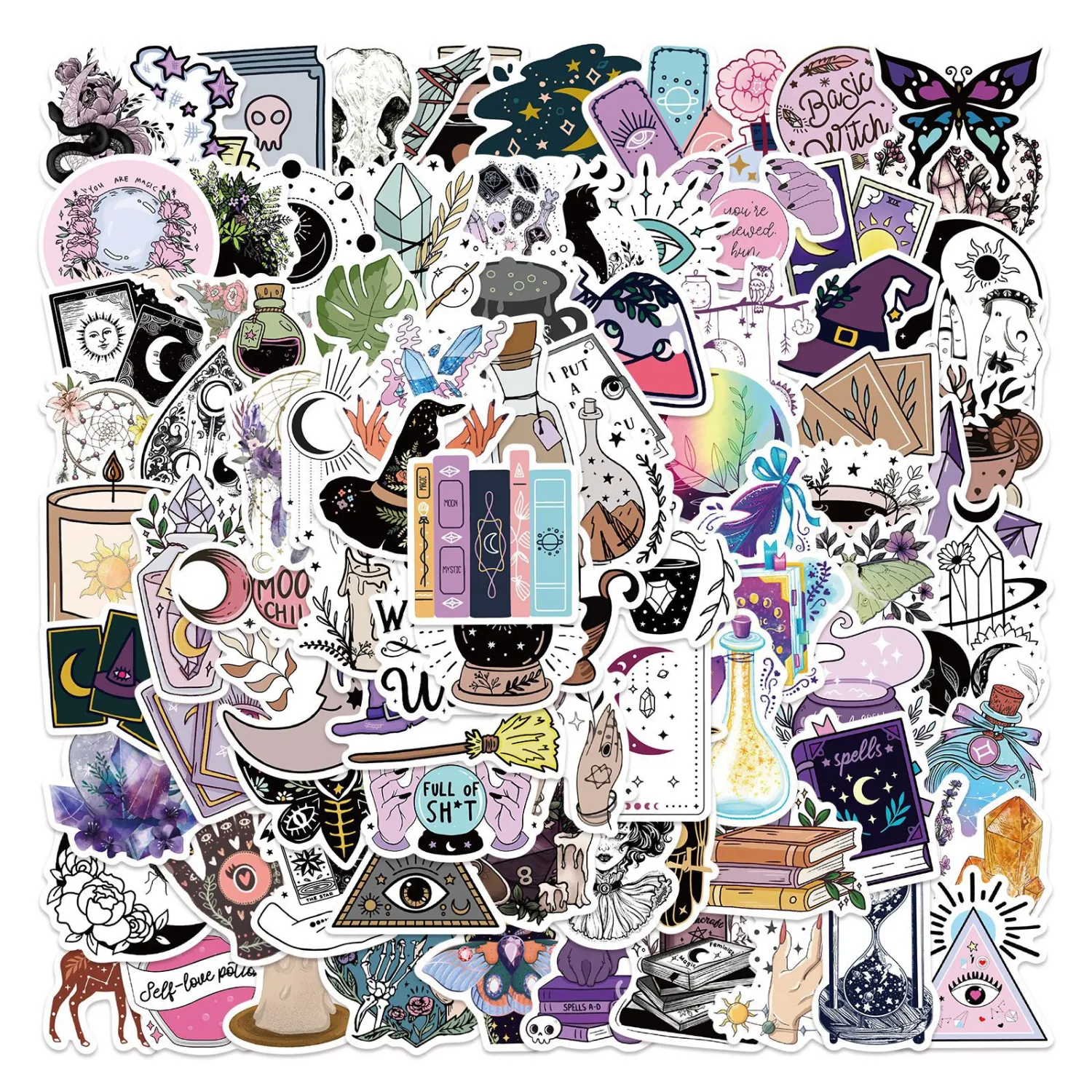 Bohemian Style Witch Cartoon Sticker