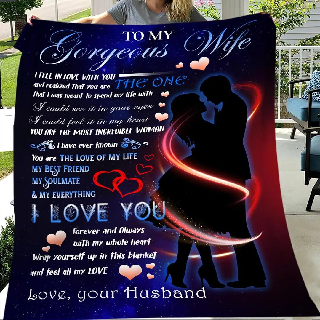 Embrace The Beautiful Wife's Blanket Gift One Side Flange Blanket Printing