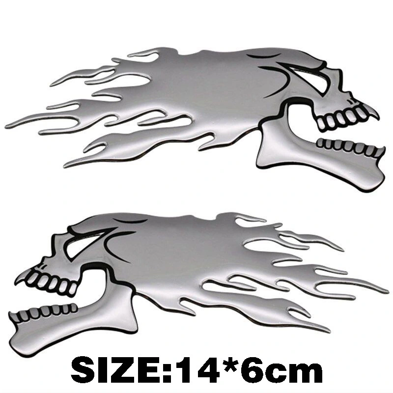 Soft Rubber 3D Flame Skull Bumper Stickers