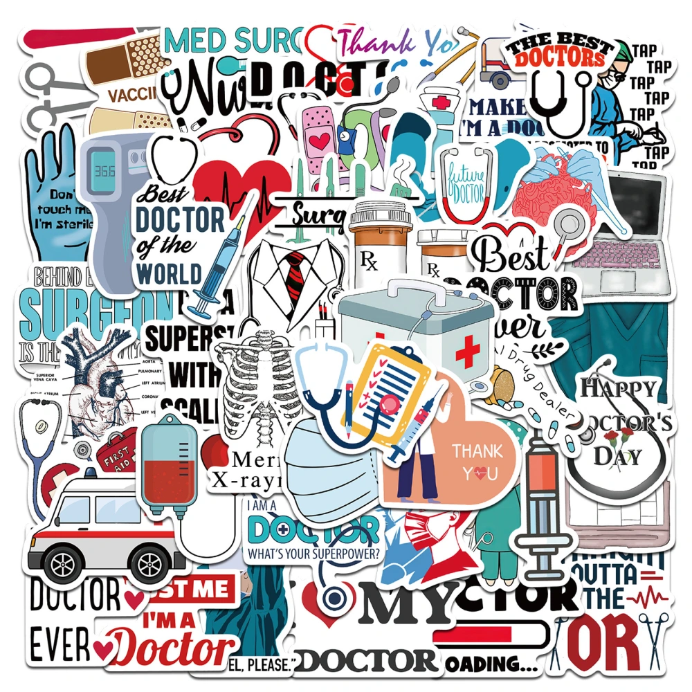 50 Cartoon Professional Doctor Doodle Stickers