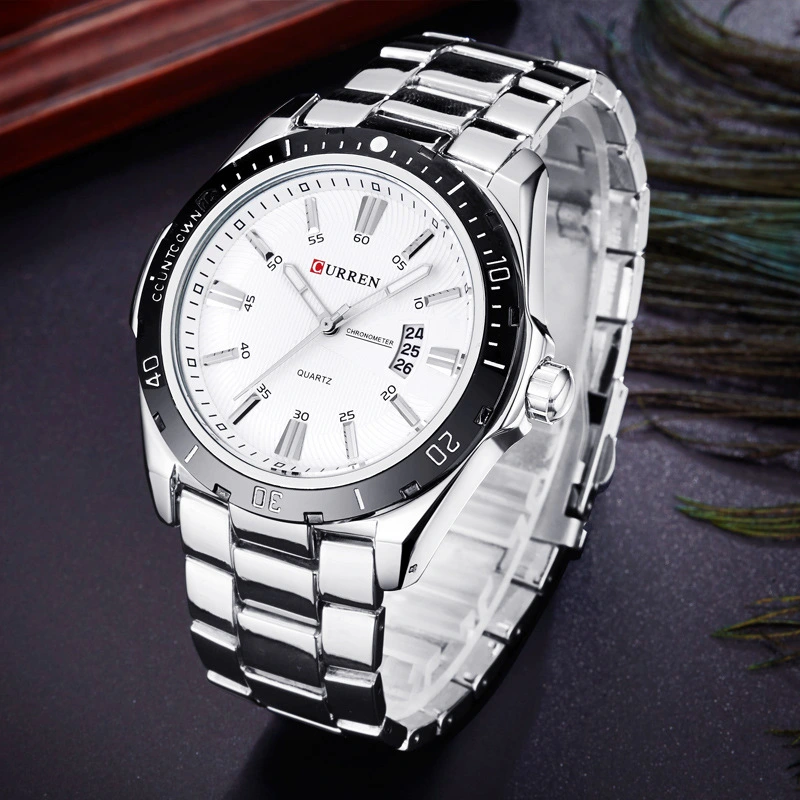 Men's Waterproof Quartz Watch With Steel Band