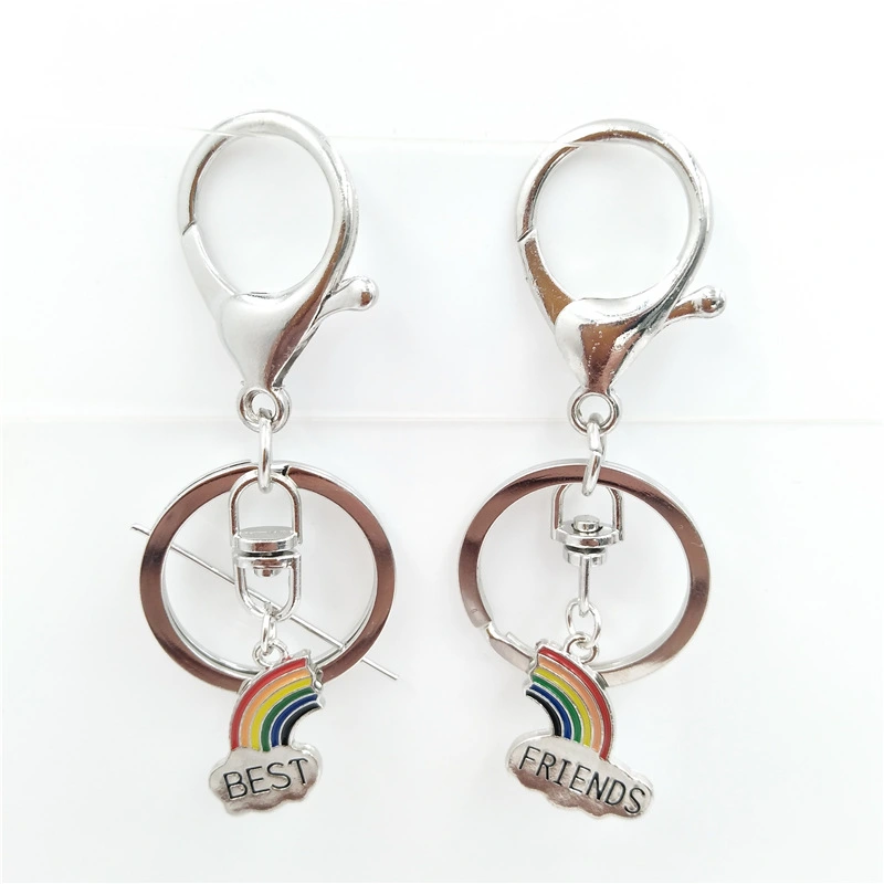 Korean-style Oil Dripping Rainbow Letter Keychain Alloy Pendant