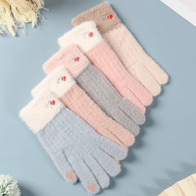 Women's Gloves Winter Touch Screen Jacquard Knitted Warm Gloves