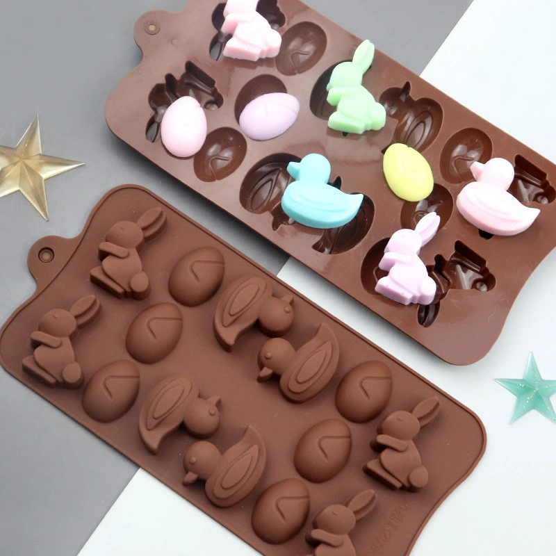 14-piece Duck Rabbit Egg Chocolate Cake Jelly Silicone Mold