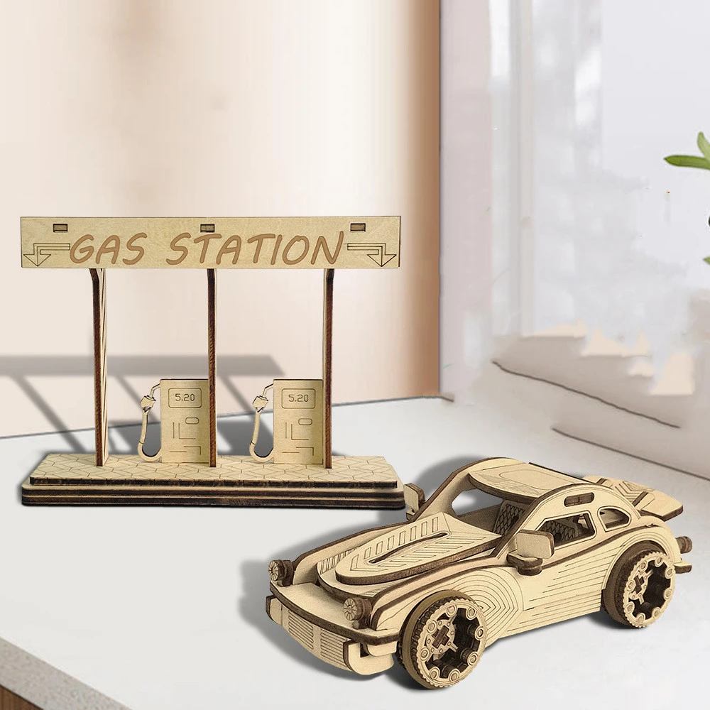 Children's DIY Wooden Three-dimensional Puzzle Toy Car