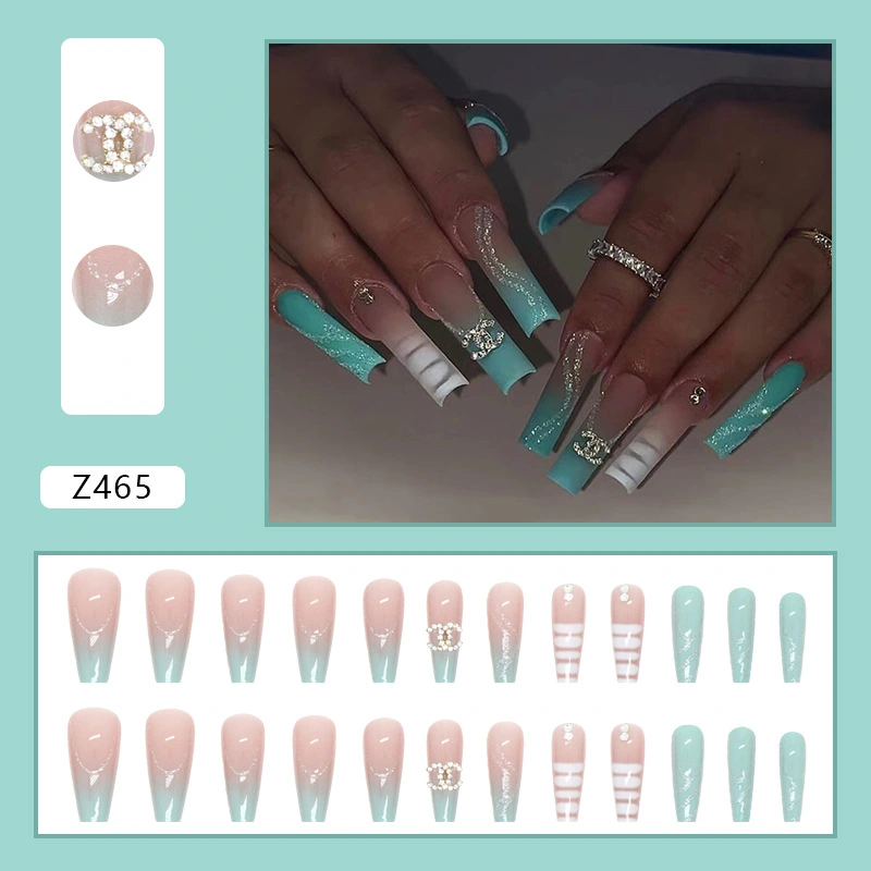 Long Gradient Temperament Ins Style Manicure Luxury Shiny Diamond In The Debris Wear Nail