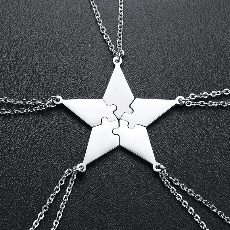 Personalized Pendant Titanium Steel Five-pointed Star Necklace DIY Lettering Present