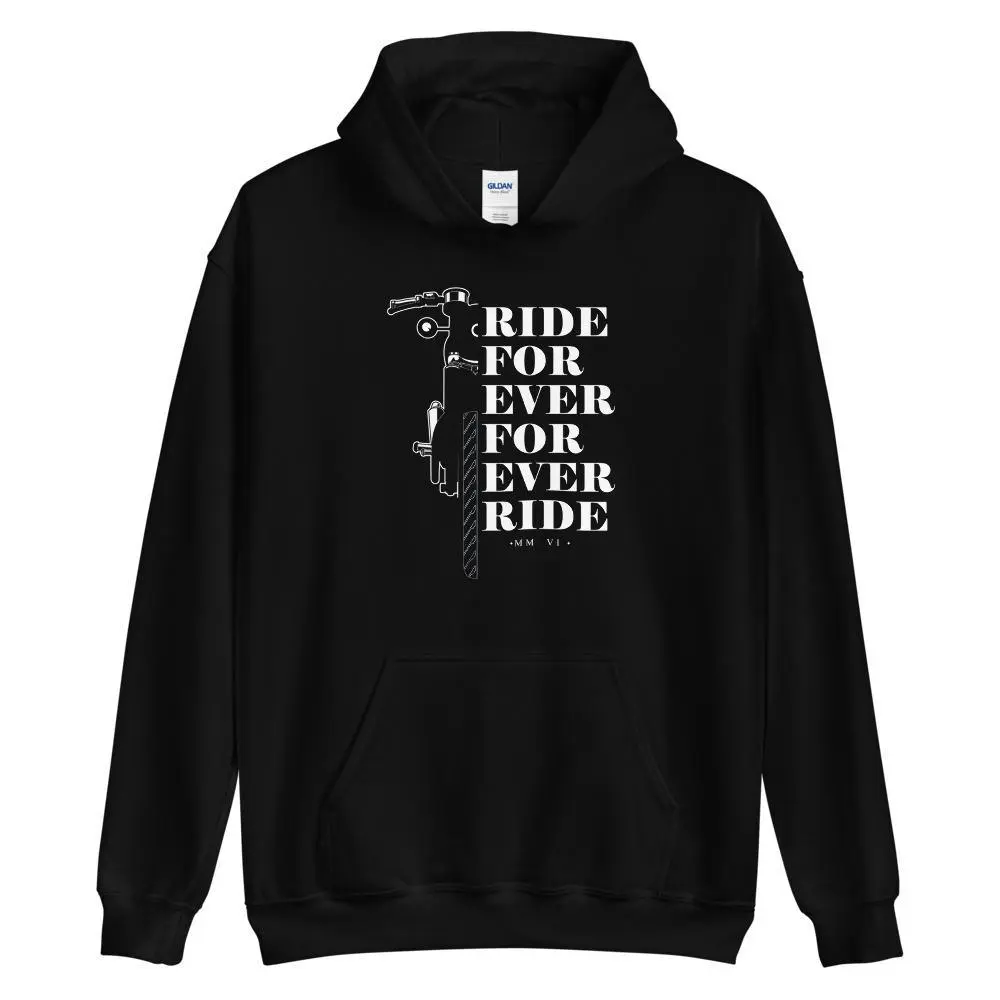 Motorcycle Hoodie Ride For Ever Black