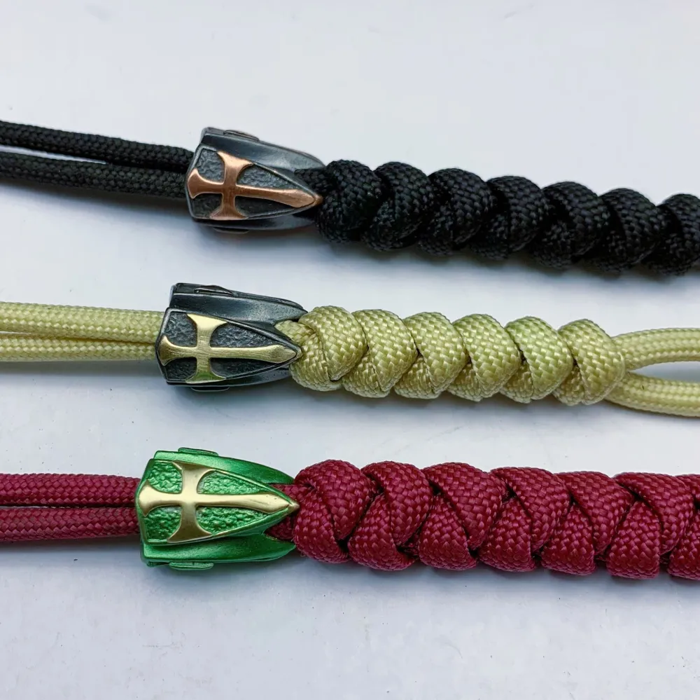 Copper Cross Shield Hand Strap Parachute Cord Pendant Flashlight Pendant Rope Beads Buddha Head Buddha Head