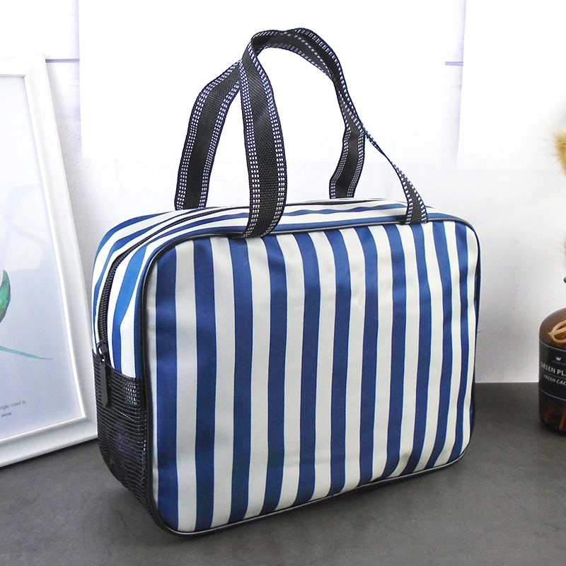 Striped Large Capacity Striped Toiletry Bag Bath Basket