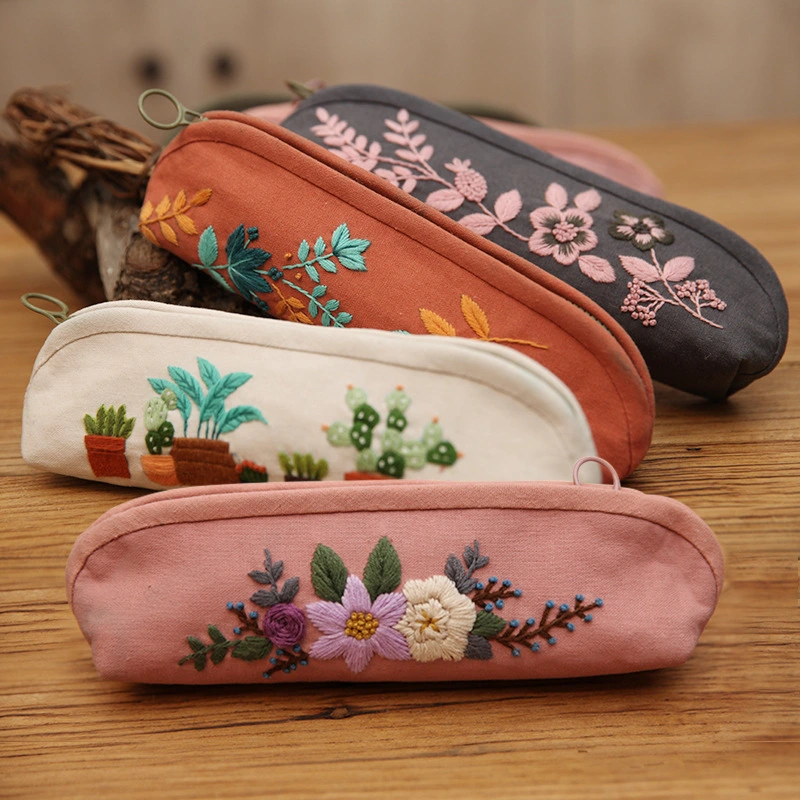 Retro Lu Embroidery Makeup Hand Embroidery Diy Pencil Case