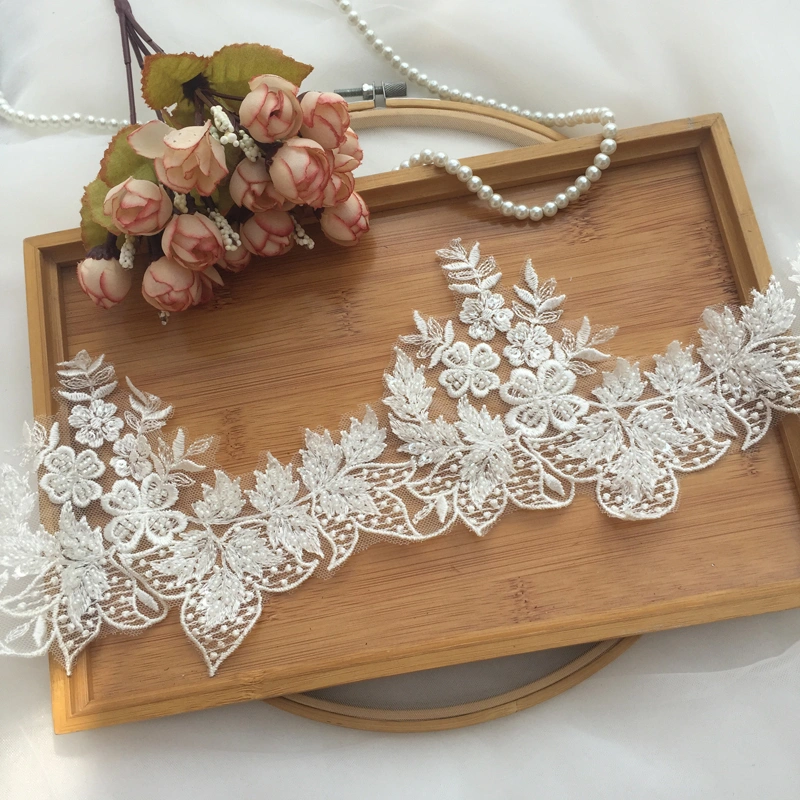 Heavy Engineering Beaded Leaf Embroidery Lace