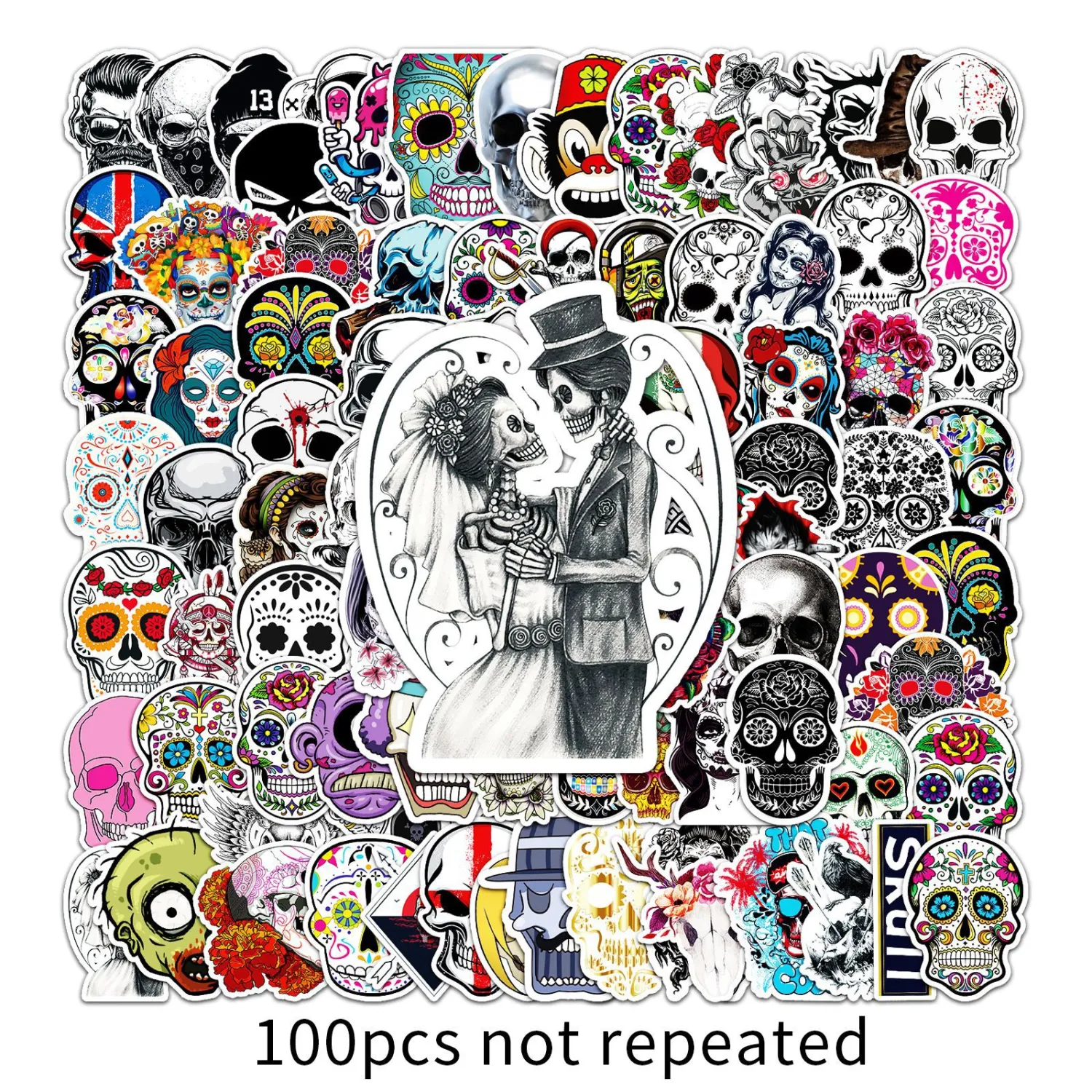 100 Skeleton Graffiti Stickers Personality Horror Cool