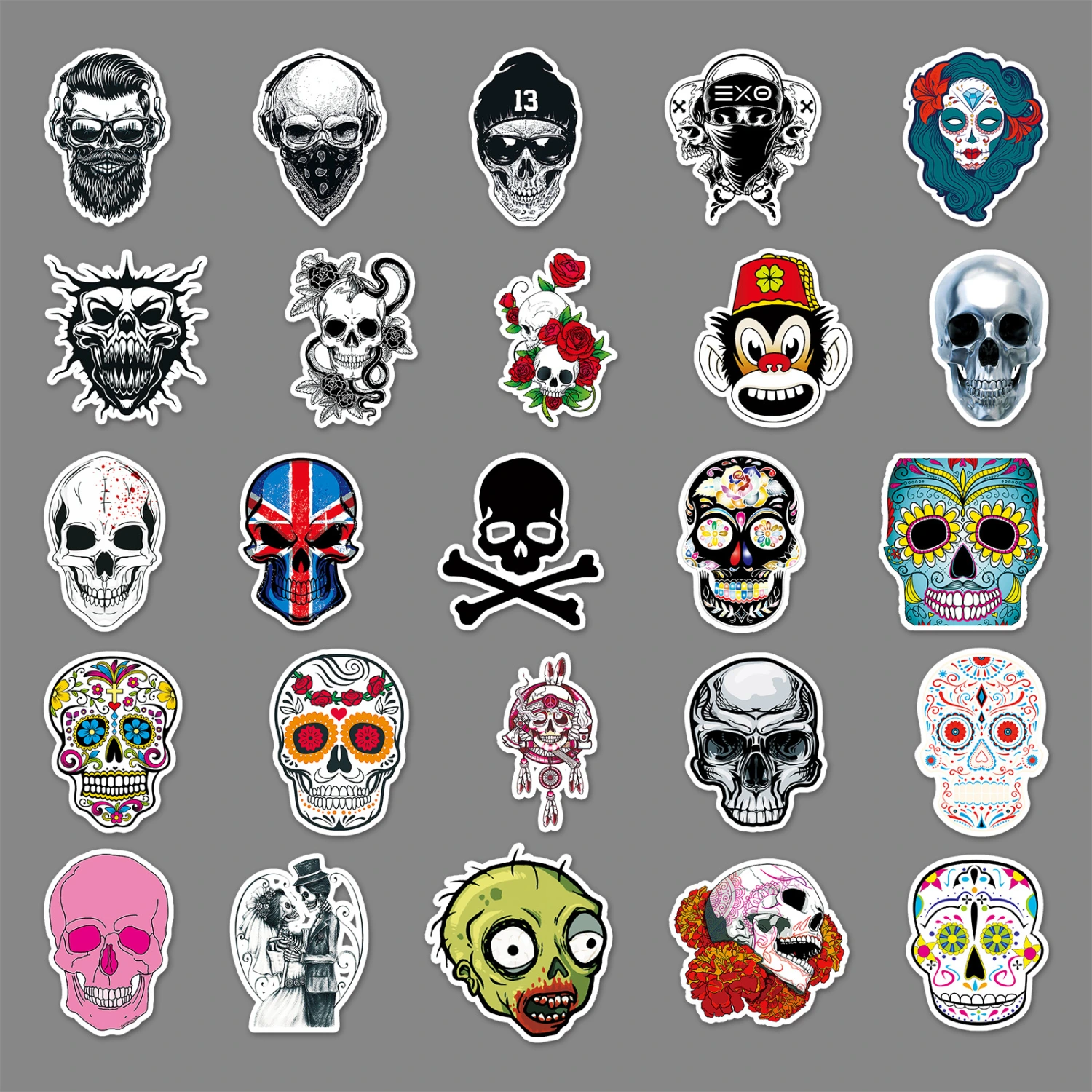100 Skeleton Graffiti Stickers Personality Horror Cool