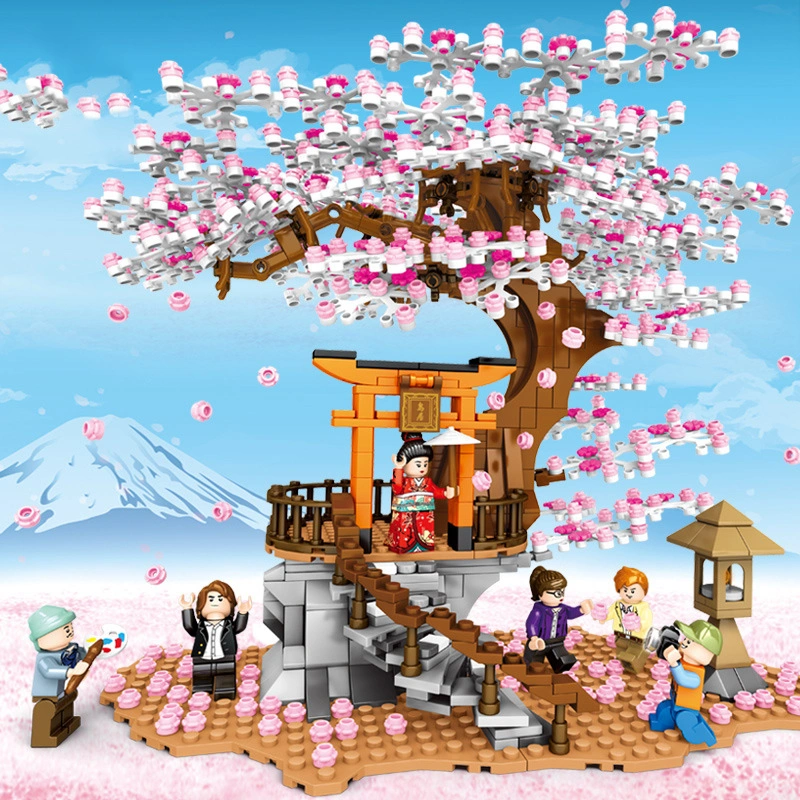 Sakura Street View Model Puzzle Assembled Building Block Toys