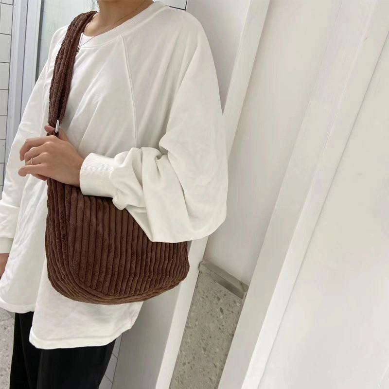 Large Capacity Corduroy Simple Shoulder Crossbody Bag