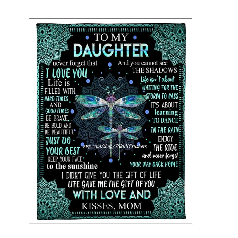 Personalize My Daughter's Dragonfly Blanket Christmas Gift