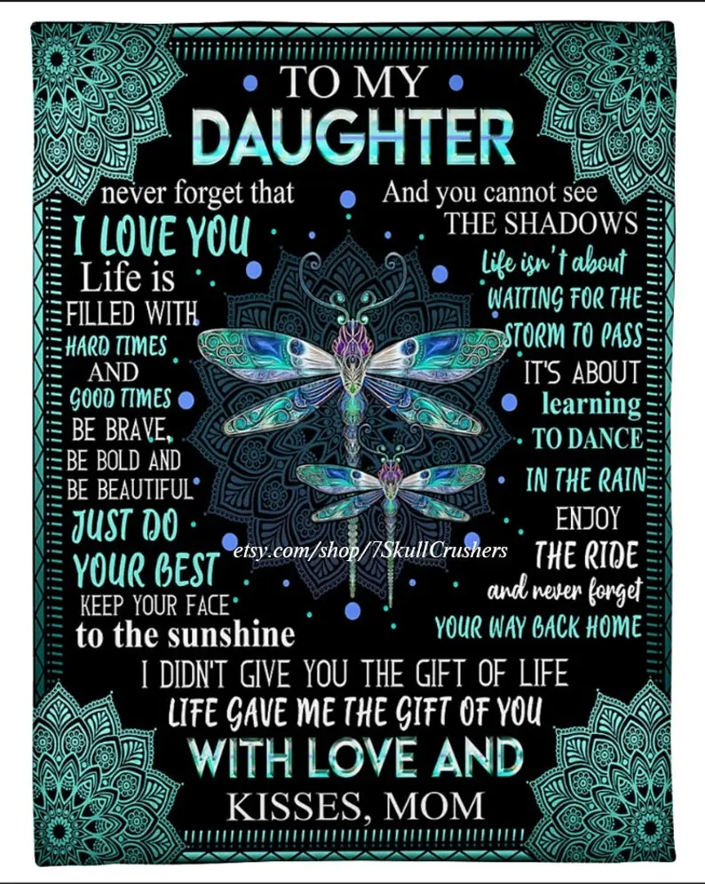 Personalize My Daughter's Dragonfly Blanket Christmas Gift