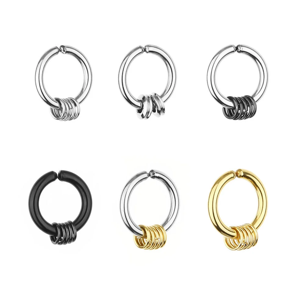 Harajuku Fashion All-match Korean Style Hip Hop Titanium Steel Men's Non-piercing Ear Clip Earring Ringstud Earring Personality Punk Women's Earrings