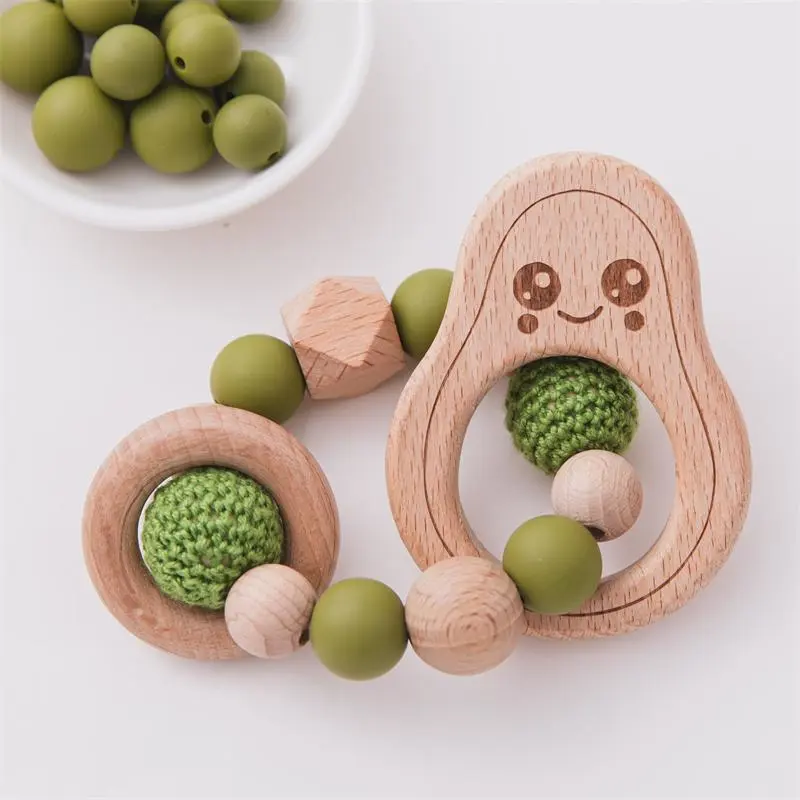 Children's Bracelet Ornaments Baby Wooden Toy Avocado Teether String