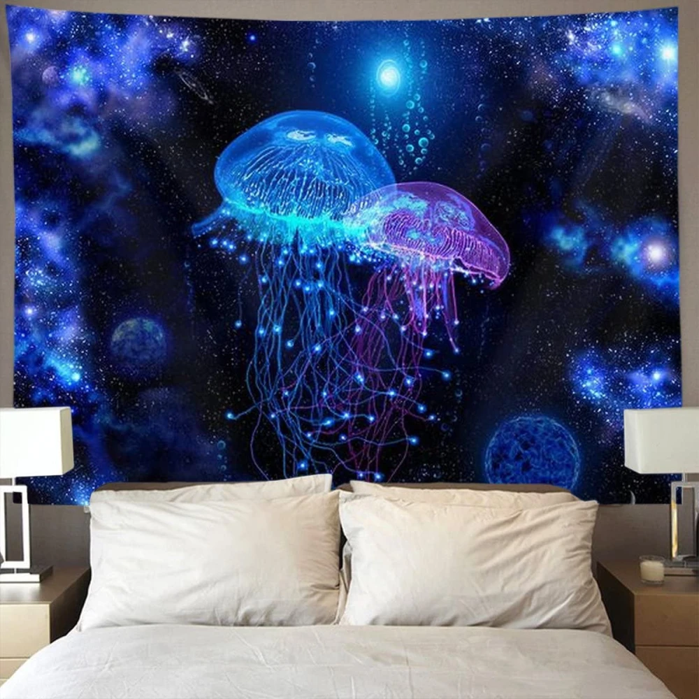 Cosmic Galaxy Undersea Sea Jellyfish Wall Tapestry