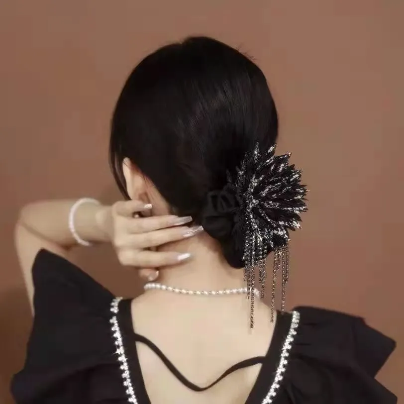 Organza High Elasticity Glitter Tassel Hair Ring