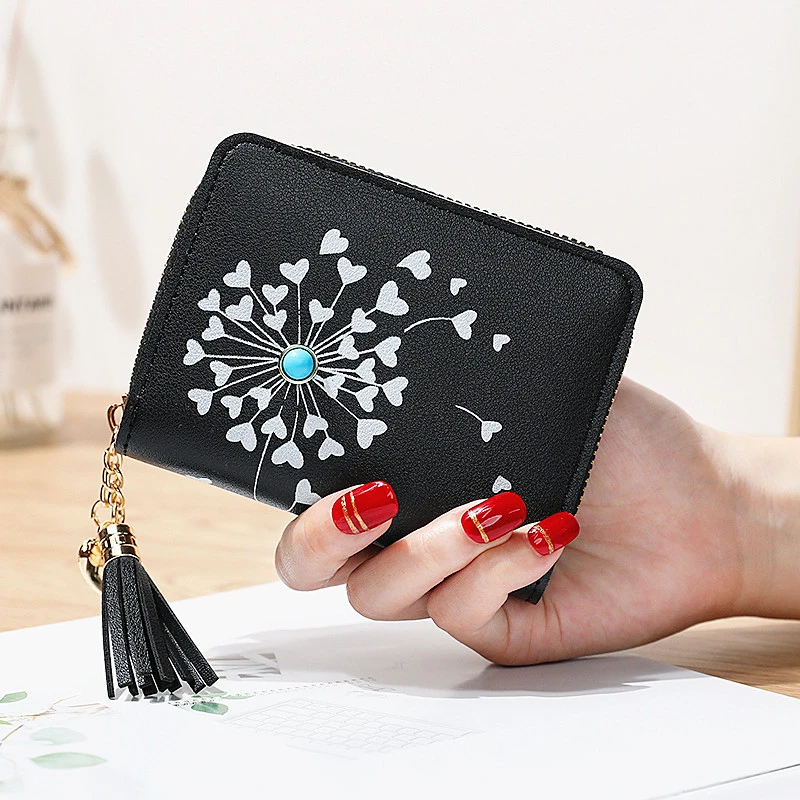 Simple PU Leather Zipper Multiple Card Slots Mini Short Women's Wallet