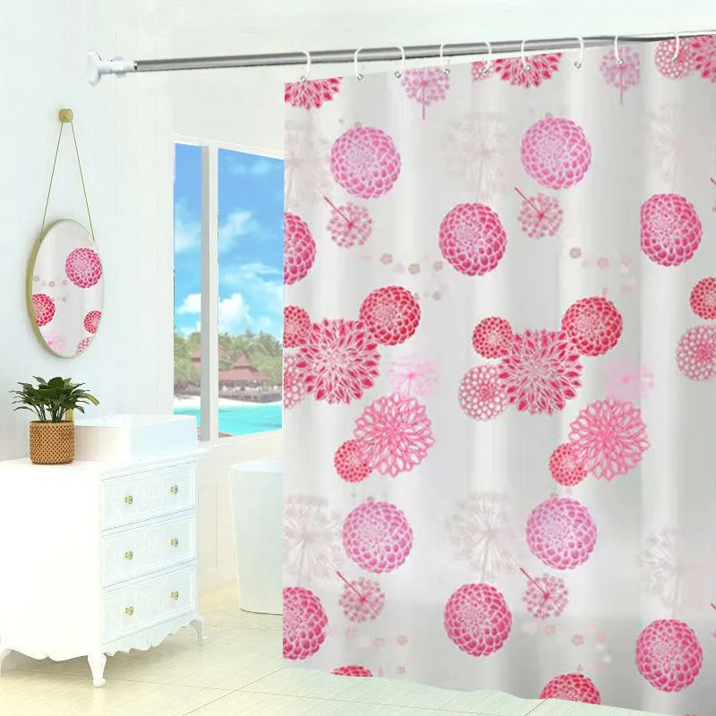 Bathroom Printing Waterproof Shower Curtain Set Without Punching