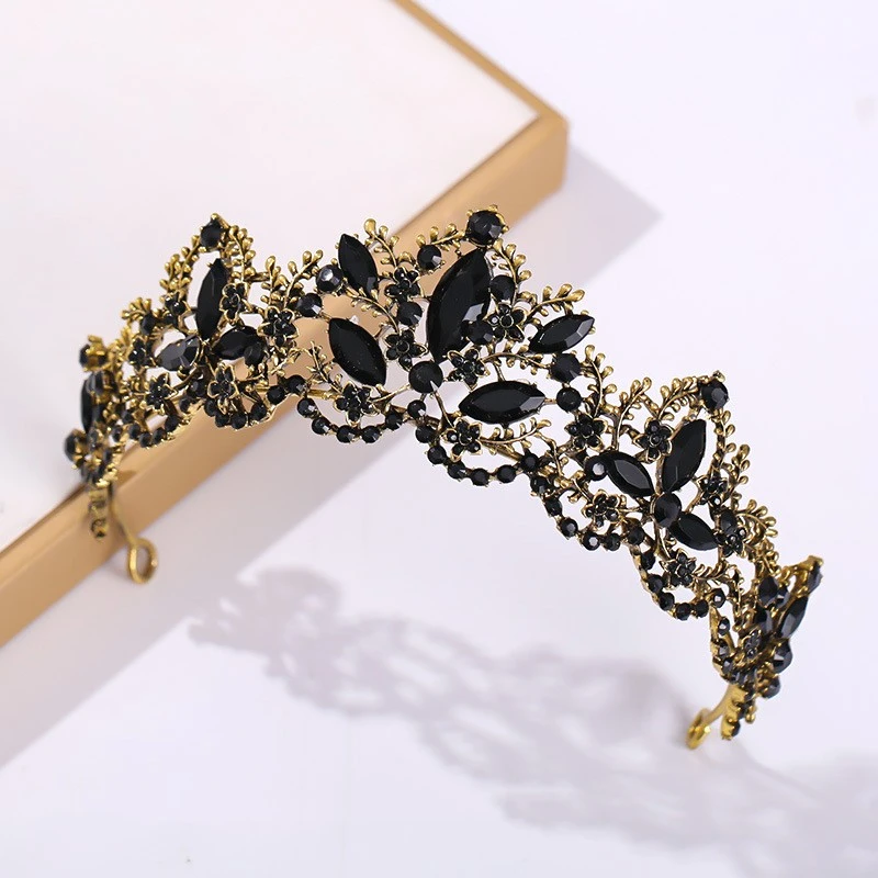 Baroque Bridal Tiara Vintage Black Diamond