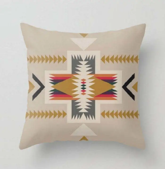 Geometric Pattern Cotton And Linen Pillowcase