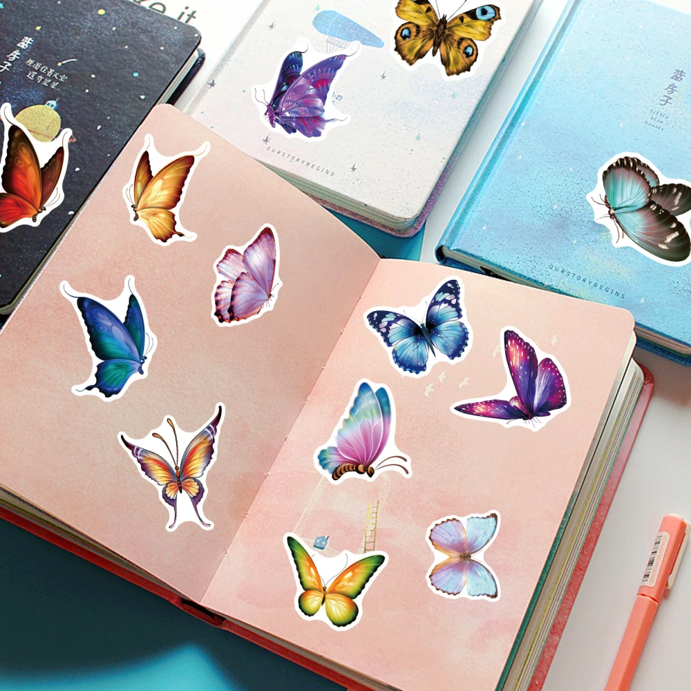 Cartoon Cute Butterfly Doodle Sticker Bicycle Computer Notebook