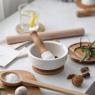 Household Ceramic Garlic Mortar Masher Mashed