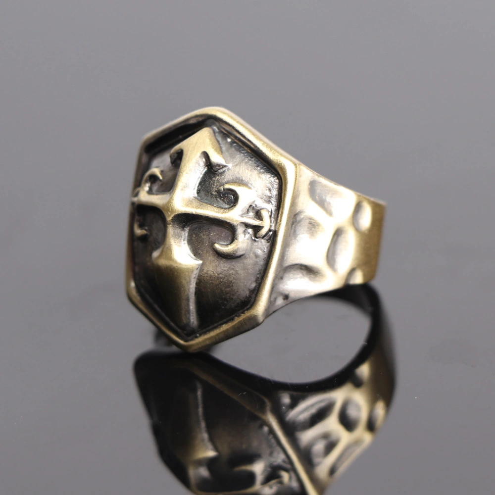 Men's Punk Vintage Cross Shield Hoop Gothic Ring