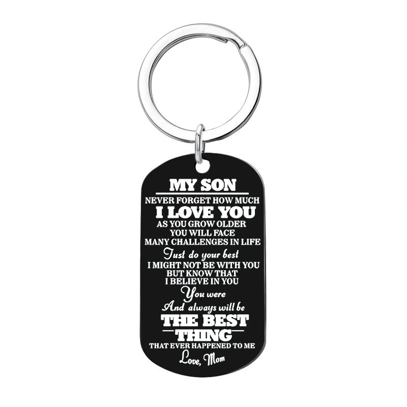 Stainless Steel Tag Necklace Key Ring