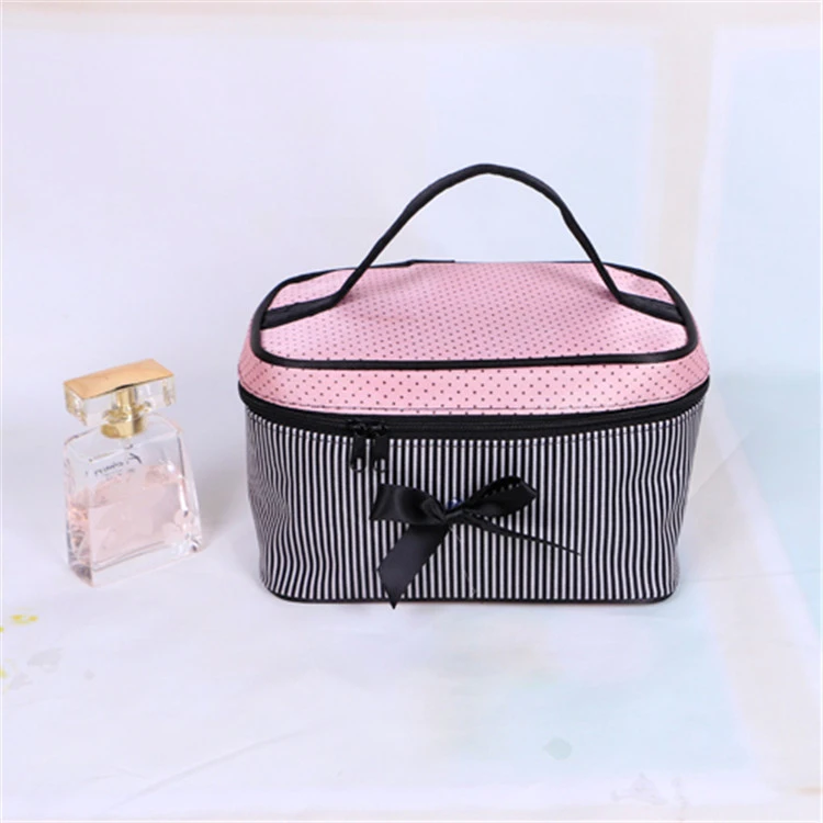 Material Stripe Multi-color Large Capacity Storage Cosmetic Bag