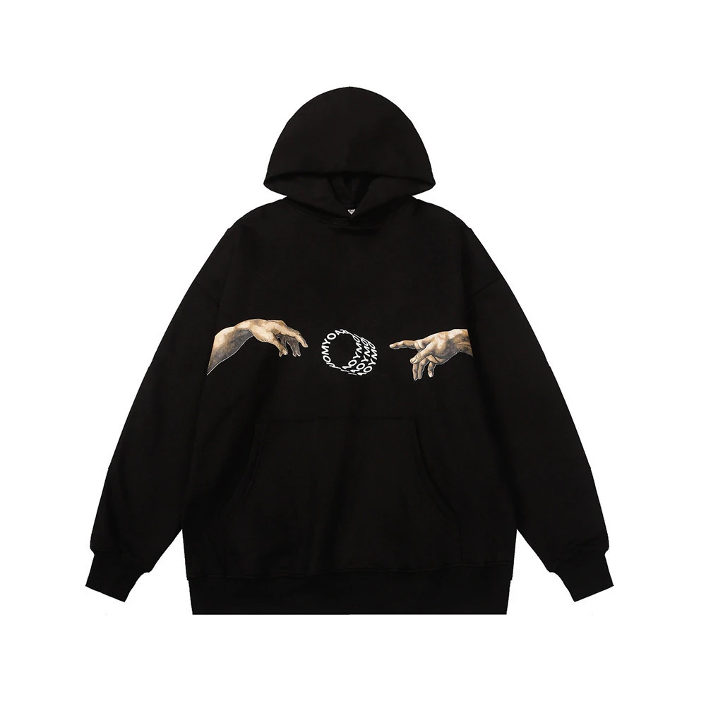 Men's Creative Printing Fleece Hooded Sweatshirt